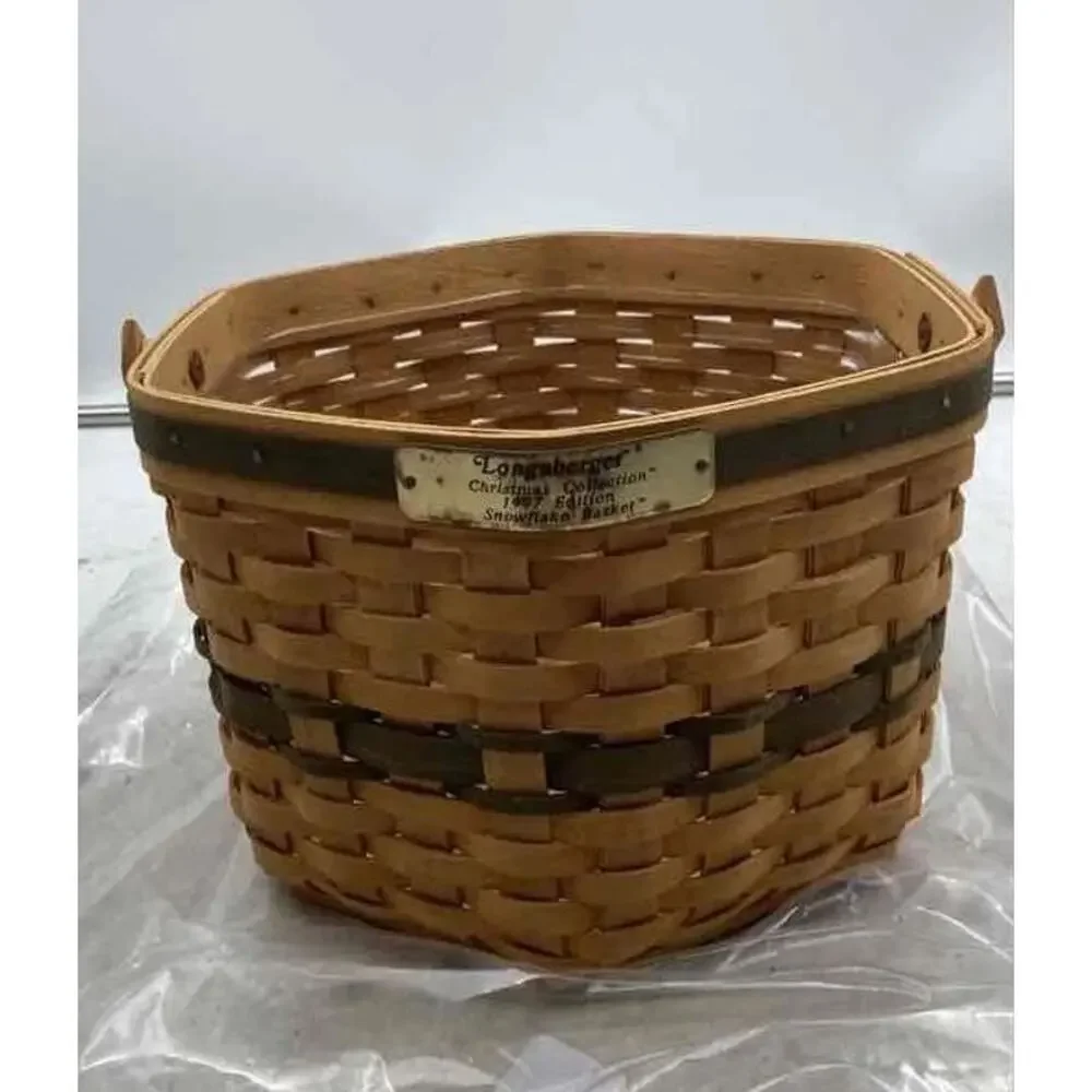 Longaberger Christmas Collection 1997 Snowflake Basket Wood Hexagon Handmade